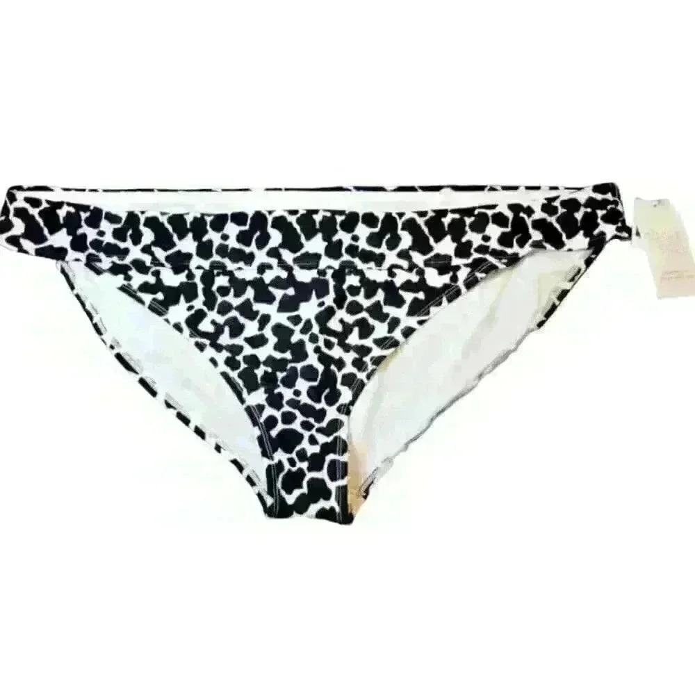 NWT TIME & TRU Bikini COW Print Bottoms LINED Mid Rise Swim Bathing suit size 3x